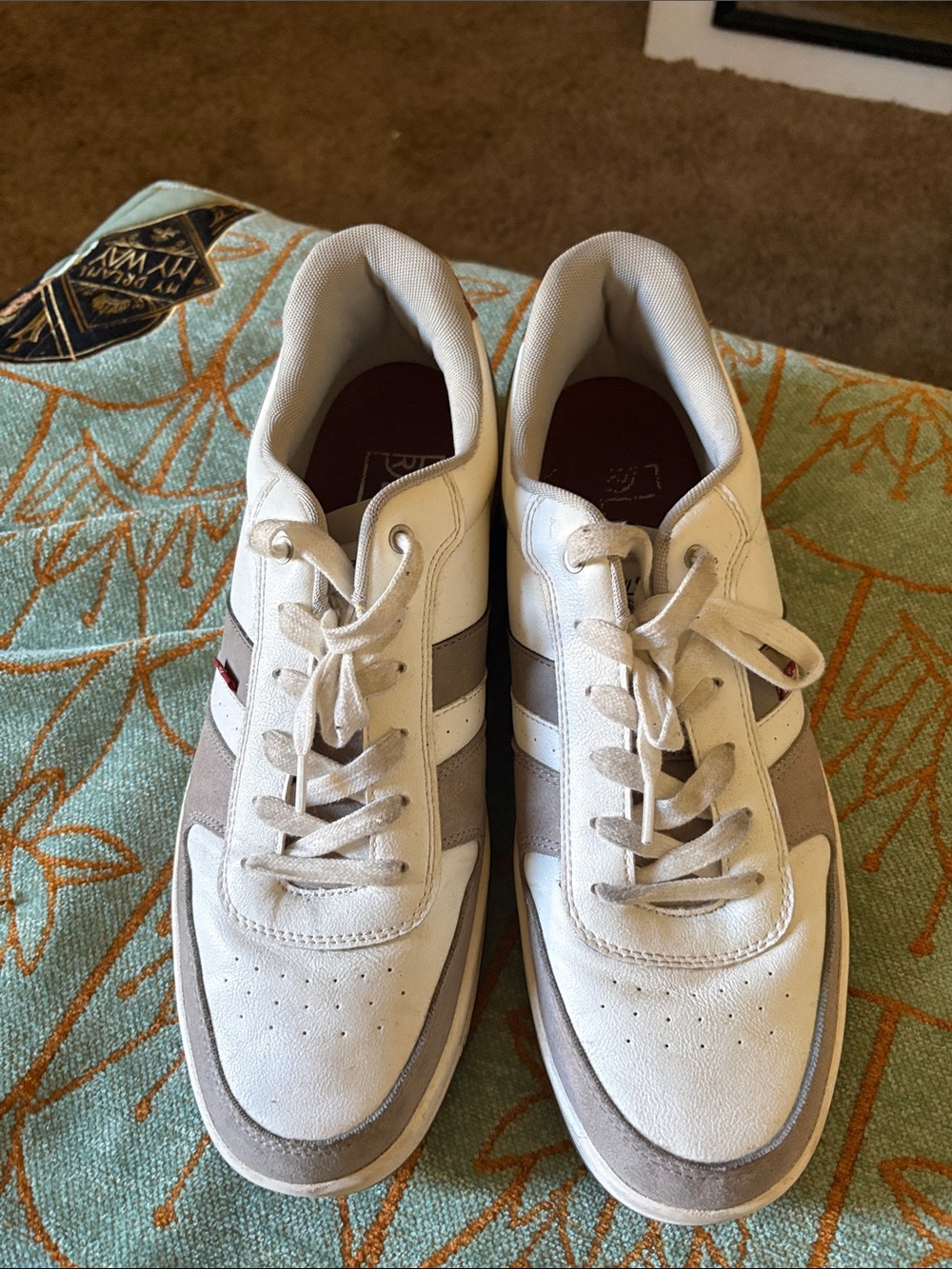 Levi's White and Light Gray Men's Lace-Up Sneakers